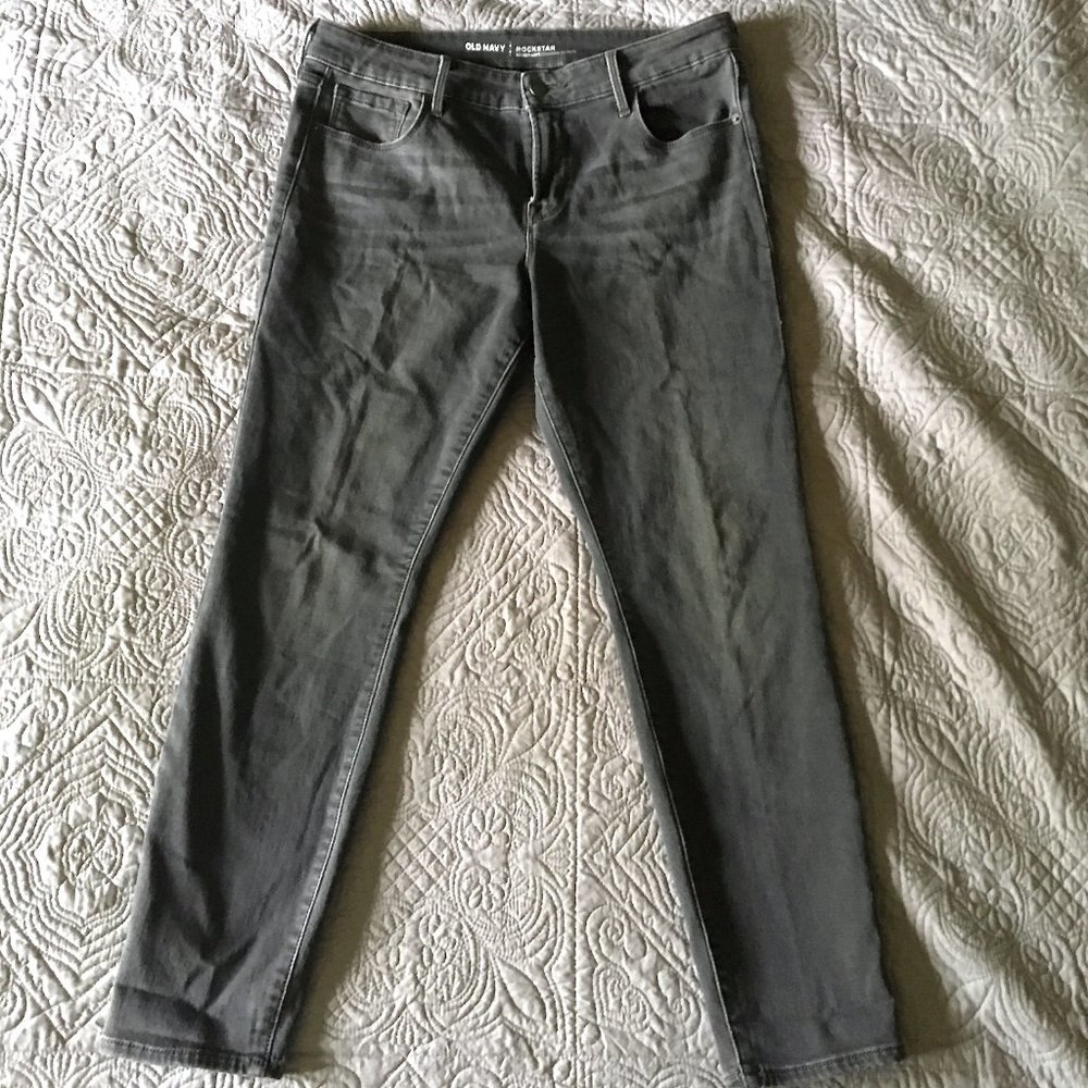 Old Navy Grey Fleece-Lined Rockstar Jeans